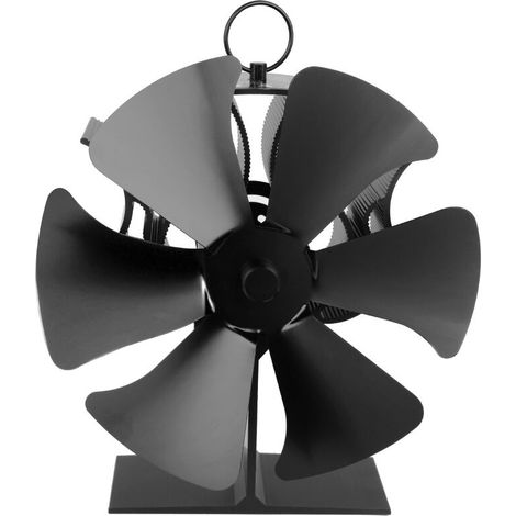 EASYCOMFORT Ventilateur de cheminée sans électricité - Silencieux, 6 pales, Pour bois/foyer/tuyau de poêle, Noir (1/5)
