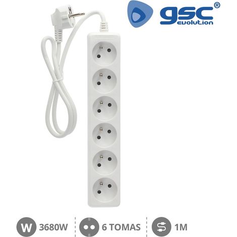 Presa multipla sistema francese 6 spine 3x1mm 1 metro bianco