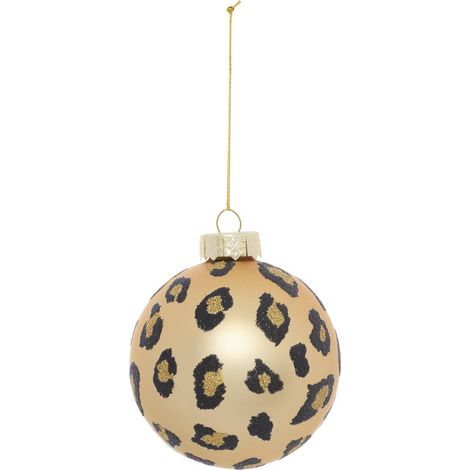 Boule de Noël en verre motif léopard doré D. 80 mm - Feeric lights & christmas (1/2)