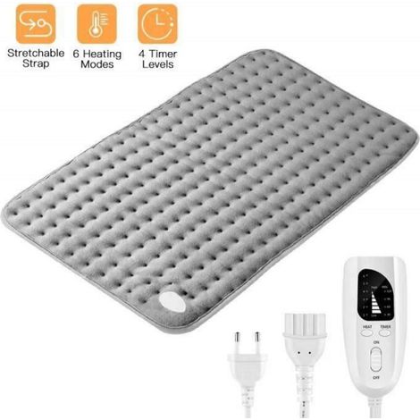 Couverture Chauffante - 30 x 60 cm - 6 Niveaux De Température Jusqu'à 60 °C - Minuterie Automatique 30/60/90/120 Min - Protection Contre La Surchauffe - Lavable En Machine - 1 Pièce (1/5)