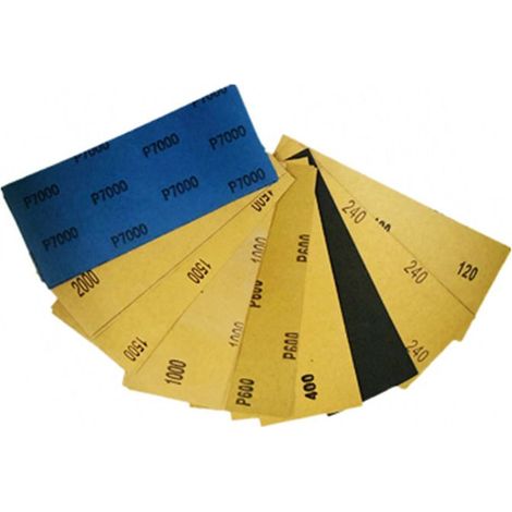 Papier de Verre 5000/3000/2500/2000/1500/1000/800 Grain Papier abrasif Humide et Sèche, Utilisé pour polir métal, bois, les voitures, 35 Pcs 9 x 3,6 pouces (1/4)