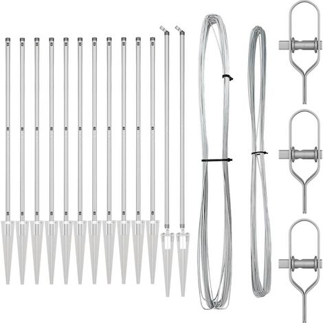 Poteau de clôture. 13 pcs Argenté Acier (1/5)
