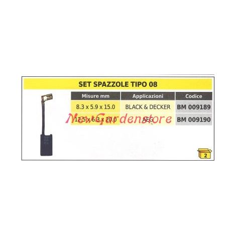 Set spazzole 2 pezzi tipo 08 AEG 12.5 x 6.3 x 20.0 mm 009190