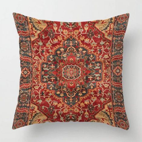 Taie D'oreiller - Motif Ethnique Marocain - 60x60 cm - Coton Mélangé Lin - Double Face - Pour Canapé, Lit, Chaise ou Extérieur - 1 Pièce (1/5)