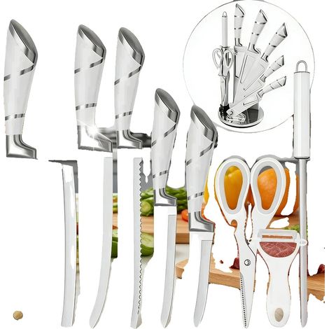 Juego de cuchillos de cocina, acero inoxidable 3Cr13, longitud de la hoja 18 cm, longitud del mango 13,5 cm, ángulo de la hoja 60°, diseño minimalista. (1/5)