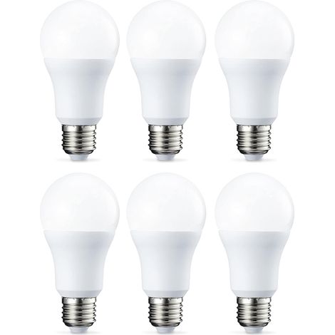 Lot de 6 ampoules LED, culot à vis Edison E27, 10 W (équivalent 75 W), lumière blanche, non dimmable [Classe énergétique F] (1/5)