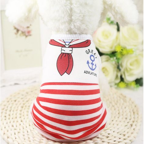 Vêtements pour chiens Chemises pour chiots à rayures T-shirt de marin pour animaux de compagnie Vêtements d'été Vêtements pour chiens Vêtements pour chiens Chats(XS rouge) (1/5)