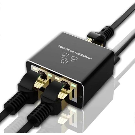 Adaptateur répartiteur RJ45 haute vitesse 1000 Mbps avec 1 sortie en 2 (1/5)