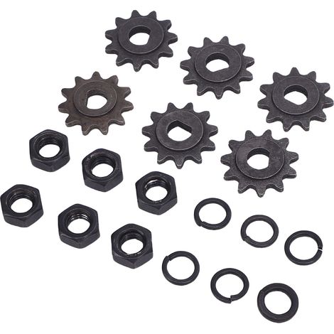 Pignon moteur à chaîne 25H, diamètre intérieur 10 mm, pignon moteur en métal haute résistance avec écrou à trou en D et ressort (1/5)