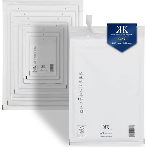 300 Luftpolster-Versandtaschen G7 G/7 250x350mm (Außenmaß) Weiß (1/5)