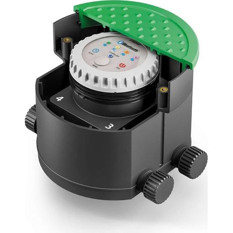 Claber Hydro-4 BT – Pozzetto Premontato a 4 Vie con Programmatore Smart Bluetooth® Integrato, Controllo fino a 4 Linee di Irrigazione