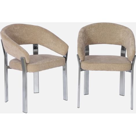Sillón vintage de acero cromado y tela texturizada, set de 2 (1/5)