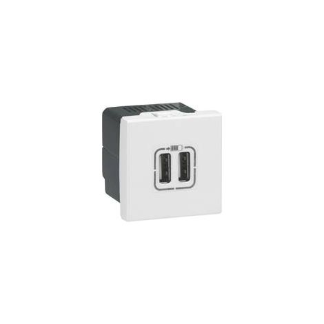 Legrand – Prise USB double 2400 mA pour installation électrique – Charge rapide 2 appareils – Compatible espaces de travail – Blanc