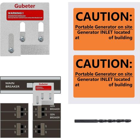 Kit d'interverrouillage de générateur compatible avec les panneaux Square D QO ou Homeline 150 ou 200 ampères. Espacement de 1 3/8 pouces entre le disjoncteur principal et le disjoncteur du générateur (1/5)