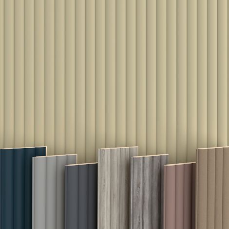 WAVE Lamellen 2,75m HEXIM MDF Holz Lamellenwand Wandverkleidung Lamellenpaneele Wand Paneele stoßfest: Palomino, 1 Paneel - 0.33 m² (1/5)