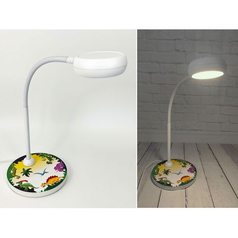 Kinder Schreibtischleuchte Weiß DINO Motive, Flexarm & LED-Leuchtmittel, 43cm (1/5)