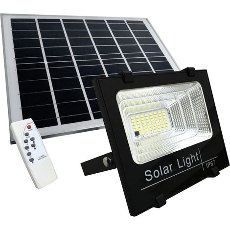 FARO FARETTO LED ENERGIA SOLARE PANNELLO CREPUSCOLARE + TELECOMANDO 100WOX