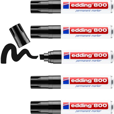 Lot de 5 Marqueurs permanents Edding 800XL Noir - Pointe Extra Large