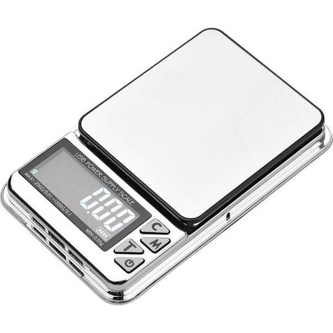 Balance électronique rechargeable USB, balance électronique de haute précision pour bijoux (1000 g/0,01 g)-AquaForge