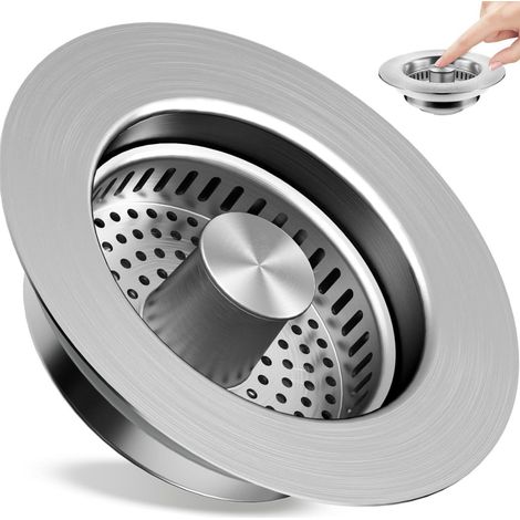 in 1 tappo per lavello da cucina, scarico per lavello da cucina, filtro per lavello da cucina in acciaio inossidabile pop-up (1/5)