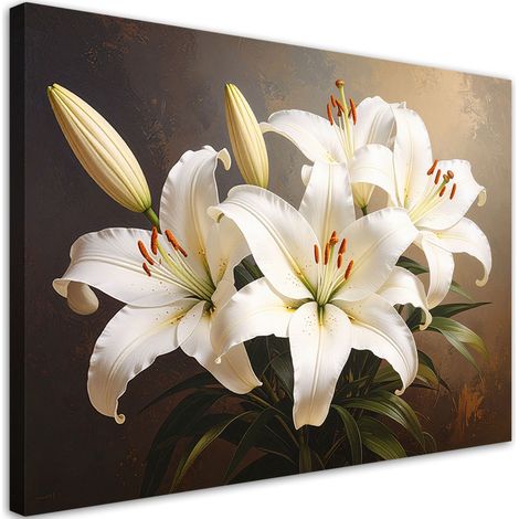 Wandbild Weiße Lilien Blumen Natur 60x40 cm