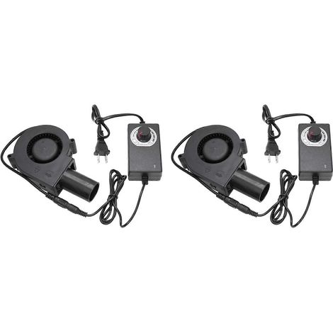 2 ventilateurs 9733 pour petit poêle, 12 V, 5500 tr/min, vitesse réglable, pour la cuisson, le camping et les barbecues, allume-charbon, prise américaine. (1/5)