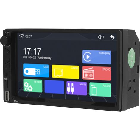 Autoradio MP5, navigation HD 7 pouces, radio FM/AM, caméra de recul, connectivité Bluetooth pour téléphone, compatible avec les systèmes multimédias embarqués. (1/5)