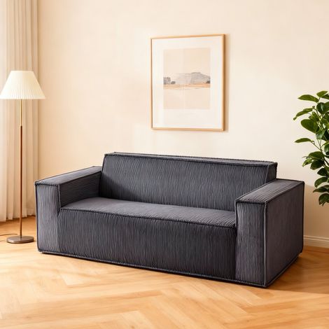 Sofá salón en pana gris con asiento amplio y profundo OKMYHOME (1/5)