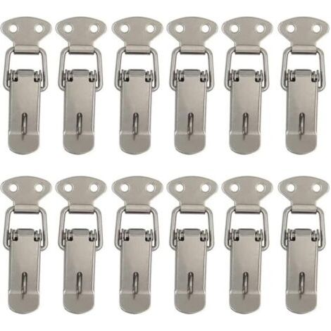 12 Pièces Attache Capot Fermeture à Levier Moraillon de Porte,Oquet à Ressort Bascule Acier pour Ressort Boucle de Verrouillage Coffre à Outils,Armoire Verrous