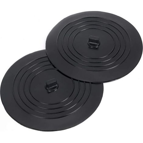 Lot de 2 Bouchons de vidange universels en caoutchouc siliconé, 15 cm, pour évier de cuisine, lavabo de salle de bain(noir) (1/5)