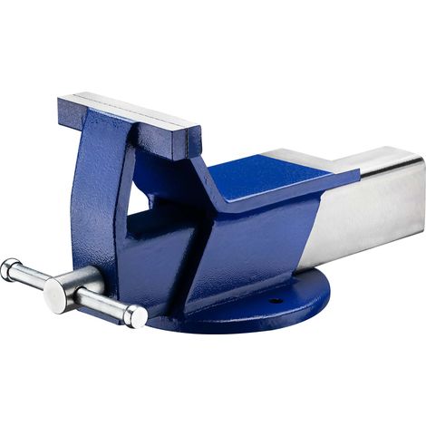 Wiltec Schraubstock aus Stahl mit 125 mm Klemmbacke, Parallelschraubstock mit 80 mm Spanntiefe, Tischschraubstock mit runder Basis und rutschfesten Klemmbacken