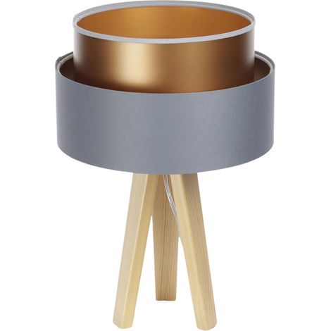 Lampe à poser design satin gris intérieur cuivre éclat raffiné - Gris satiné avec intérieur cuivre (1/5)