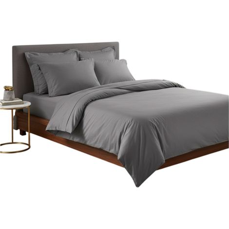 Housse de couette en coton 240 x 260 cm uni Gris