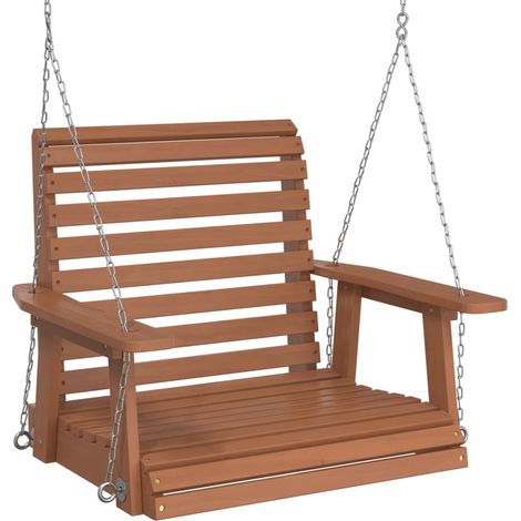 vidaXL Chaise balançoire de jardin chaînes en métal bois massif sapin