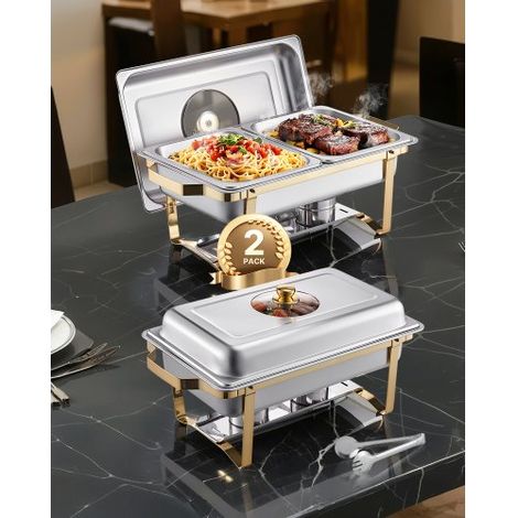 Chauffe-Plat Rectangulaire 2PCs 4 L Buffet Chauffant avec 4 Bacs (1/5)