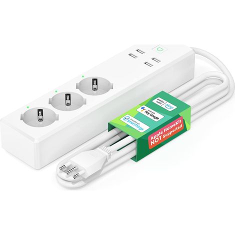 Meross Ciabatta Italiana Smart Alexa Multipresa WiFi Intelligente con 3 Prese AC 4 Porte USB, Ciabatta Smart Usb Protezione da Sovraccarico Compatibile con Meross App, Smartthings e Google Assistant (1/4)