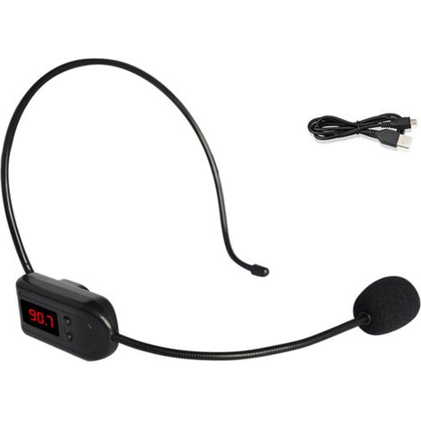 Micro-casque sans fil mains libres FM à condensateur avec mégaphone intégré pour vendeur, enseignant, animateur et orateur (1/5)