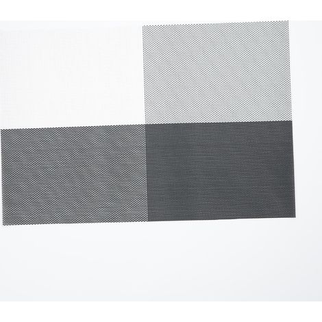 Sets de table encadrés noirs, lot de 4 – Résistants à la chaleur, antidérapants, lavables et durables en vinyle tissé PVC (encadrés noirs et blancs, lot de 4) (1/5)