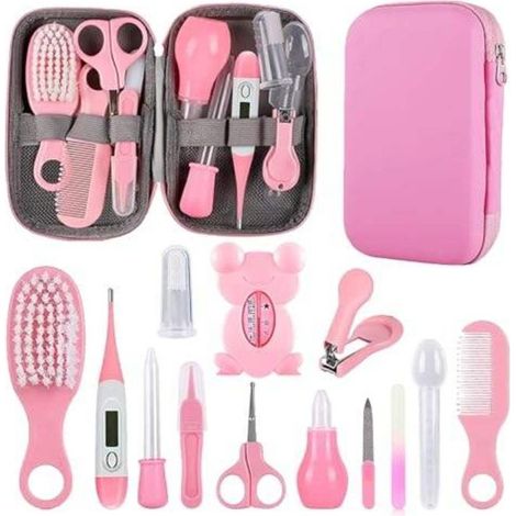 Trousse de soins pour bébé OHP, 18pcs Ensemble de soins de sécurité pour nouveau-né rose