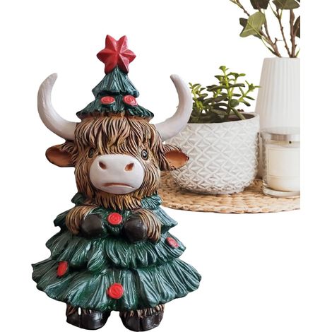 Statue Bauernhof Hochlandrinder Weihnachtsfigur Schottische