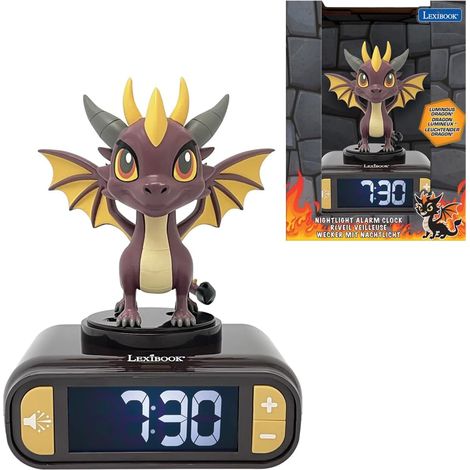 1 Réveil Veilleuse Dragon, Écran LCD, 6 Sons, Fonction Snooze, Pour Enfants (1/5)