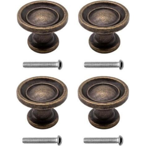 Poignées de meubles antiques, style maison de campagne, design vintage, fer bronze, meubles, armoires, commodes, buffets, 29 x 19 mm, bronze, lot de 4 (1/5)