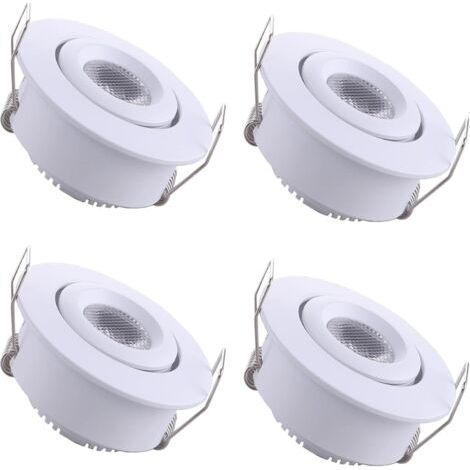 Memkey – Pack de 4 mini spots encastrables LED 1W blanc chaud 3000K – Ø52mm pour plafonds et vitrines – Découpe Ø45-50mm – Lumens 120 (1/4)