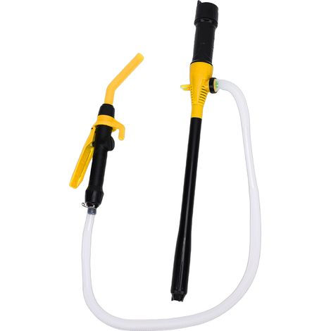 Pompe de transfert portable à siphon alimentée par batterie pour carburant, diesel et eau. Débit de 2,2 GPM, contrôle réglable. Pompe à liquides multi-usages avec filtre. Jaune. (1/5)