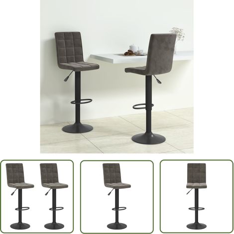The Living Store Tabourets de bar lot de 2 gris foncé velours - Tabouret De Bar - Chaise De Comptoir - Fauteuil De Bar - Tabourets Hauts - Meubles De Cuisine (1/5)
