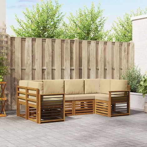 Ecksofa Set mit Kissen 6 pcs Natur Massivholz Akazie (1/5)
