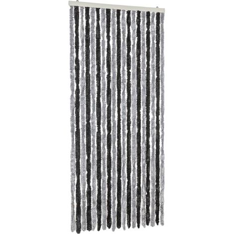 Tenda Antimosche Grigia e Nera 56x185 cm in Ciniglia vidaXL