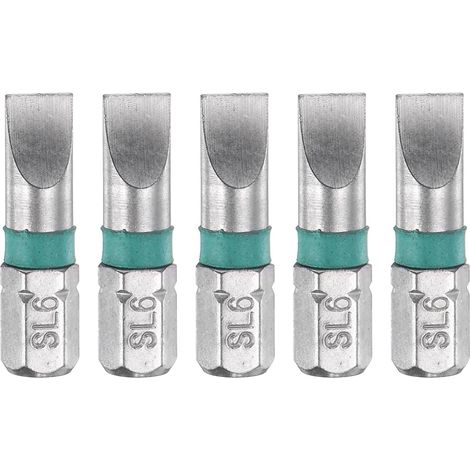 5Pcs Embout de Tournevis Fendu Sl6 Tige Hexagonale 1/4" (1/5)
