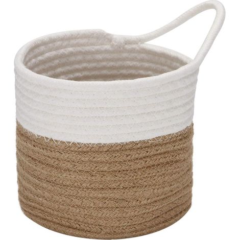 Sea Team Paquet paniers Suspendus Corde Coton Petit Panier Rangement tissé 6,7 Pouces, Sac Suspension pour vélo, jardinière Tissu, Pot, Mur, Organisateur Porte pour clés, Portefeuilles
