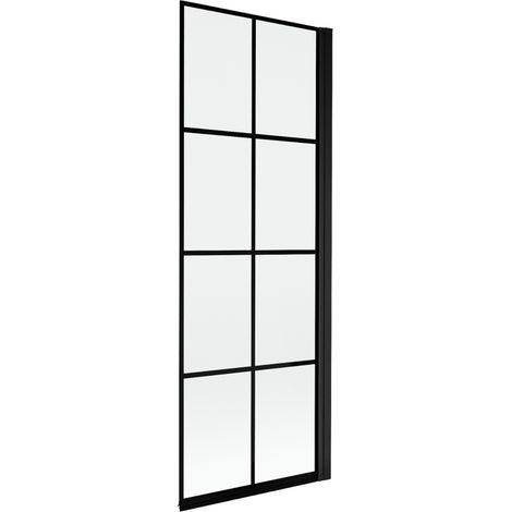 Mexen Mist paroi de baignoire à 1 volet droite 70 x 150 cm, grille noire, noir - 8A9-070-001-70-77-P (1/4)